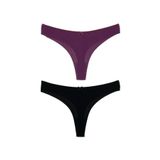 HNX UNDERWEAR 2'li Mikro Kumaş Lazer Kesim Hayalet String Tanga Kadın Külot Siyah-Mor XL hnxNM6932