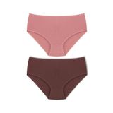 HNX UNDERWEAR 2'li Pamuklu Fitilli büyük Beden Kadın Külot Vizon-Koyu Kahve L hnxNM4179