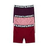 HNX UNDERWEAR 3'lü Love Lastik Pamuklu Kadın Tayt Şort Mor-Vizon-Bordo L hnxNM6289