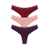HNX UNDERWEAR 3'lü Micro Lazer Kesim Petek Lastik Hayalet String Kadın Tanga Külot Mor-Siyah-Bordo M hnxNM8081