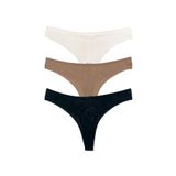 HNX UNDERWEAR 3'lü Mikro Kumaş Lazer Kesim Arkası Dantel String Tanga Kadın Külot Kahve-Siyah-Beyaz L hnxNM7186