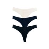 HNX UNDERWEAR 3'lü Mikro Kumaş Lazer Kesim Arkası Dantel String Tanga Kadın Külot Lacivert-Siyah-Ekru L hnxNM7191