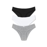 HNX UNDERWEAR 3'lü Pamuklu Arkası Çift Kat Katlama Bikini Kadın Külot Siyah Beyaz Gri L hnxNM3926