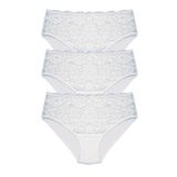 HNX UNDERWEAR 3'lü Pamuklu Dantelli Yüksek Bel Büyük Beden Kadın Külot BEYAZ 4XL hnxNM3012