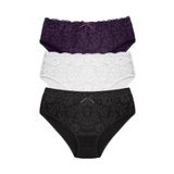 HNX UNDERWEAR 3'lü Pamuklu Dantelli Yüksek Bel Büyük Beden Kadın Külot MIX COLOUR XL hnxNM3006