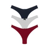 HNX UNDERWEAR 3'lü Pamuklu Yüksek Bel Brezilya Kesim Kadın Külot Bordo Kırmızı Beyaz Lacivert Siyah M hnxNM3595