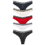 HNX UNDERWEAR 5'li Lastik Şeritli Dantelli Brazil Kadın Külot Siyah Beyaz Kırmızı Ekru Lacivert M/L hnxNM3263