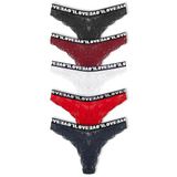 HNX UNDERWEAR 5'li Lastik Şeritli Dantelli Brazil Kadın Külot Siyah Lacivert Beyaz Kırmızı Bordo M/L hnxNM3266
