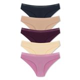 HNX UNDERWEAR 5'li Micro Kumaş Petek Lastik Bikini Kadın Külot Siyah Kahve Leylak Ten Bordo M hnxNM3479