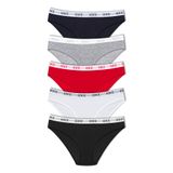 HNX UNDERWEAR 5'li Pamuklu Yazılı Jakar Lastik Kadın Slip Külot Lacivert-Gri-Kırmızı-Beyaz-Siyah M hnxNM1853