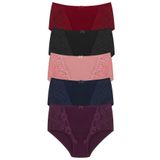 HNX UNDERWEAR 5'li Yüksek Bel Büyük Beden Dantel Detaylı Pamuklu Kadın Külot Bordo-Beyaz-Vizon-Ekru-Mor 2XL hnxNM2891