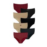 HNX UNDERWEAR 7'li Karışık Desenli Renkli Empirme Büyük Beden Bato Kadın Külot Siyah XL hnxNM1042