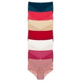 HNX UNDERWEAR 7'li Pamuklu Ön Arka V Dantel Yüksek Bel Büyük Beden Kadın Külot Petrol-Nar-Ten-Kırmızı-Ekru-Mürdüm-Vizon 4XL hnxNM2590