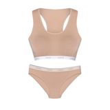HNX UNDERWEAR Açık Kahverengi Lastikli Spor Sütyen ve Bikini Kadın Külot Açık Kahverengi L hnxNM8331