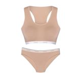 HNX UNDERWEAR Açık Kahverengi Lastikli Spor Sütyen ve Bikini Kadın Külot Açık Kahverengi XL hnxNM8340