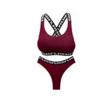 HNX UNDERWEAR Bordo LOVE Lastikli Büstiyer Brazil Külot Kadın Spor İç Çamaşırı Takım Bordo M hnxNM8401