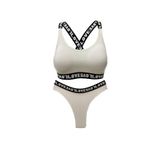 HNX UNDERWEAR Ekru LOVE Lastikli Büstiyer Brazil Külot Kadın Spor İç Çamaşırı Takım Ekru M hnxNM8411