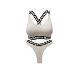 HNX UNDERWEAR Ekru LOVE Lastikli Büstiyer Brazil Külot Kadın Spor İç Çamaşırı Takım Ekru XL hnxNM8395
