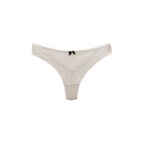 HNX UNDERWEAR Ekru Taş ve Tül Detaylı Dantel Tanga Kadın Külot Ekru L hnxNM7477