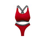 HNX UNDERWEAR Kırmızı LOVE Lastikli Büstiyer Brazil Külot Kadın Spor İç Çamaşırı Takım Kırmızı L hnxNM8394