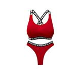 HNX UNDERWEAR Kırmızı LOVE Lastikli Büstiyer Brazil Külot Kadın Spor İç Çamaşırı Takım Kırmızı XL hnxNM8402