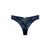 HNX UNDERWEAR Lacivert Taş ve Tül Detaylı Dantel Tanga Kadın Külot Lacivert M hnxNM7462