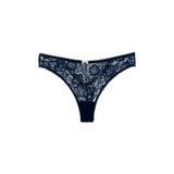 HNX UNDERWEAR Lacivert Taş ve Tül Detaylı Dantel Tanga Kadın Külot Lacivert XL hnxNM7470