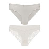 HNX UNDERWEAR Önü Mikro Kumaş Lazer Kesim Arkası Dantel Bikini Slip Kadın Külot Ekru XL hnxNM3374