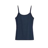 HNX UNDERWEAR Pamuklu Fitilli Dokulu İnce Askılı Kadın Atlet (Lacivert, M)