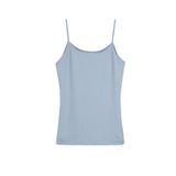 HNX UNDERWEAR Pamuklu Fitilli Dokulu İnce Askılı Kadın Atlet (Navy, M)