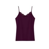 HNX UNDERWEAR Pamuklu Yakası Dantel İnce Askılı Kadın Atlet (Mor, XL)