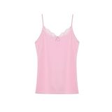 HNX UNDERWEAR Pamuklu Yakası Dantel İnce Askılı Kadın Atlet (Pembe, M)