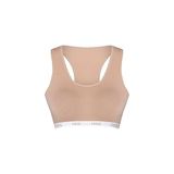 HNX UNDERWEAR Pamuklu Yazılı Lastikli Çapraz Askılı Çıkarılabilir Kaplı Kadın Sporcu Sütyen (Açık Kahverengi, M)