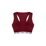 HNX UNDERWEAR Pamuklu Yazılı Lastikli Çapraz Askılı Çıkarılabilir Kaplı Kadın Sporcu Sütyen (Bordo, M)
