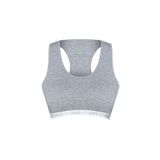 HNX UNDERWEAR Pamuklu Yazılı Lastikli Çapraz Askılı Çıkarılabilir Kaplı Kadın Sporcu Sütyen (Gri, L)