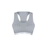 HNX UNDERWEAR Pamuklu Yazılı Lastikli Çapraz Askılı Çıkarılabilir Kaplı Kadın Sporcu Sütyen (Gri, S)
