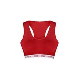HNX UNDERWEAR Pamuklu Yazılı Lastikli Çapraz Askılı Çıkarılabilir Kaplı Kadın Sporcu Sütyen (Kırmızı, M)