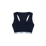 HNX UNDERWEAR Pamuklu Yazılı Lastikli Çapraz Askılı Çıkarılabilir Kaplı Kadın Sporcu Sütyen (Lacivert, S)