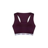 HNX UNDERWEAR Pamuklu Yazılı Lastikli Çapraz Askılı Çıkarılabilir Kaplı Kadın Sporcu Sütyen (Mor, L)