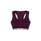 HNX UNDERWEAR Pamuklu Yazılı Lastikli Çapraz Askılı Çıkarılabilir Kaplı Kadın Sporcu Sütyen (Mor, S)
