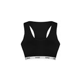 HNX UNDERWEAR Pamuklu Yazılı Lastikli Çapraz Askılı Çıkarılabilir Kaplı Kadın Sporcu Sütyen (Siyah, S)