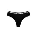 HNX UNDERWEAR Siyah LOVE Lastik Pamuklu Arkası Dantel Tanga Kadın Külot Siyah M hnxNM7725