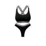 HNX UNDERWEAR Siyah LOVE Lastikli Büstiyer Brazil Külot Kadın Spor İç Çamaşırı Takım Siyah L hnxNM8391