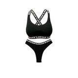 HNX UNDERWEAR Siyah LOVE Lastikli Büstiyer Brazil Külot Kadın Spor İç Çamaşırı Takım Siyah M hnxNM8410