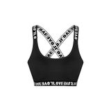 HNX UNDERWEAR Siyah Love Lastikli Çapraz Askılı Sporcu Sütyen Siyah S hnxNM546