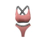 HNX UNDERWEAR Vizon LOVE Lastikli Büstiyer Brazil Külot Kadın Spor İç Çamaşırı Takım Vizon XL hnxNM8403