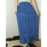Hoaryage Beli Lastikli Altta Tek Kat Fırfırlı Viskon Kumaş Etek %100 Pamuk 36-44BEDEN - Mavi - Standart