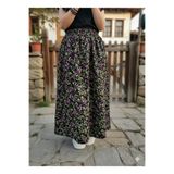 hoaryage Beli Lastikli Çıtır çiçekli Pazen Dividin Maxi Boy Uzun Etek 95CM 38beden100 kg