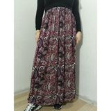 Hoaryage Beli Lastikli Desenli Penye Kumaş Maxi Boy Anne Etek %100 Pamuk 38BEDEN 100KG - Acı Kahve - Standart