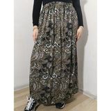 Hoaryage Beli Lastikli Desenli Penye Kumaş Maxi Boy Anne Etek %100 Pamuk 38BEDEN 100KG - Haki-KH259 - Standart